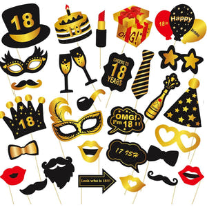 Set Accesorii Petrecere, Aniversare 18 Ani, Colt de Poze