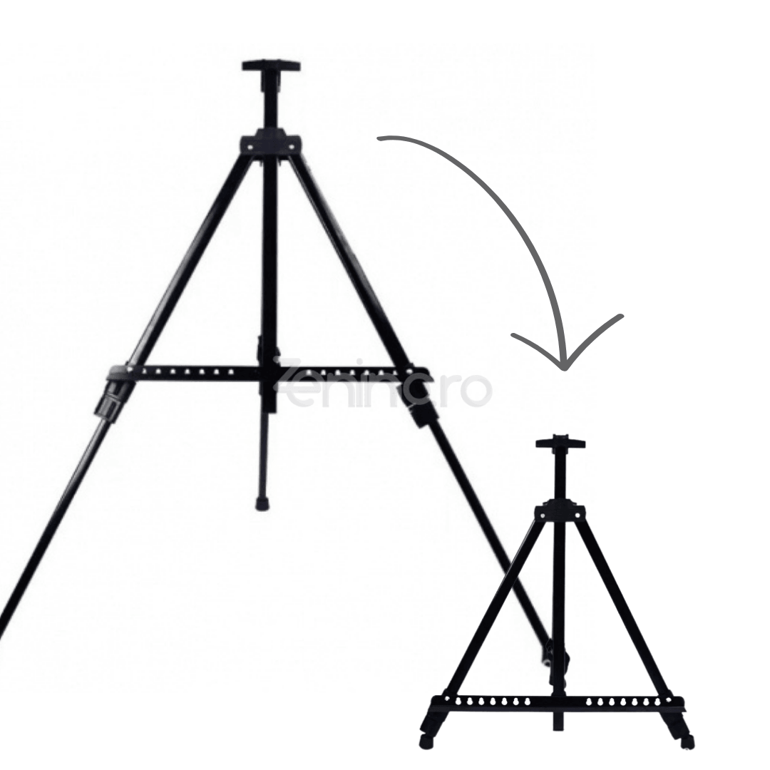 Sevalet Pictura Pliabil, 153x52 cm, pentru Panza pe Sasiu, Tabla Magnetica, Husa Transport, Compact, din Aluminiu, Negru