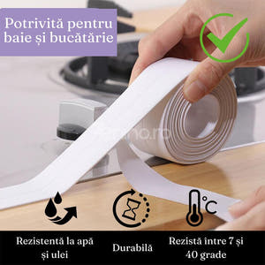 Banda Adeziva, pentru Etansare, Impermeabila, Previne Mucegaiul, Latime 2.2cm, Alba