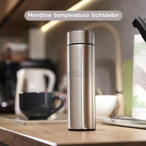 Termos Inteligent - Afisaj LED pentru Temperatura, Senzor TouchScreen, Capacitate 500ml, Otel Inoxidabil