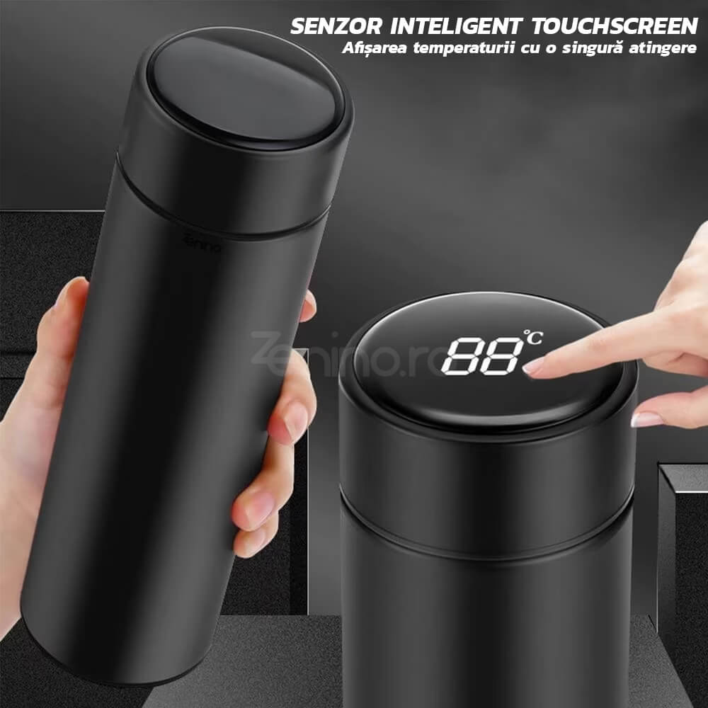 Termos Inteligent - Afisaj LED pentru Temperatura, Senzor TouchScreen, Capacitate 500ml, Otel Inoxidabil