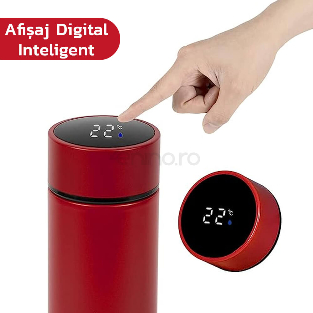 Termos Inteligent - Afisaj LED pentru Temperatura, Senzor TouchScreen, Capacitate 500ml, Otel Inoxidabil