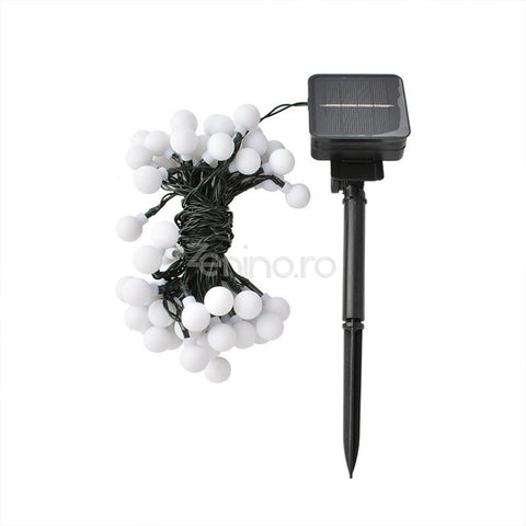 Instalatie Solara, Model Bulbi, 12m, 8 Jocuri de Lumini, 100 LED-uri, 1200mAh, Alb Rece