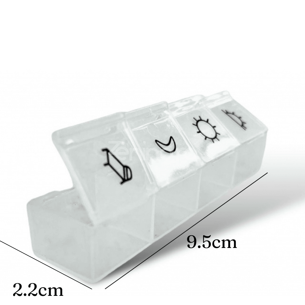 Set 2 Organizatoare Medicamente, 4 Compartimente, pentru Etapele Zilei, din Plastic, Transparent