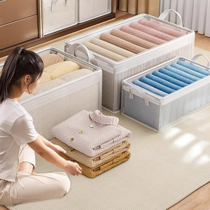 Clothes Storage Box, 26L, Foldable with Handles