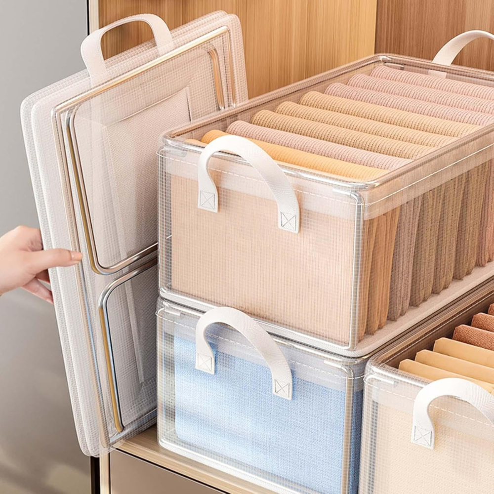 Clothes Storage Box, 26L, Foldable with Handles