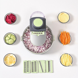 Multifunctional Slicer, 12 Pieces, for Fruits, Vegetables, Storage Container, Gray/Green