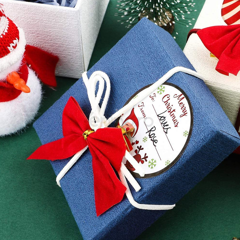 Christmas Ornaments Set, Bow Pattern, Tree Decorations, Velvet Style, 5x5cm, Red