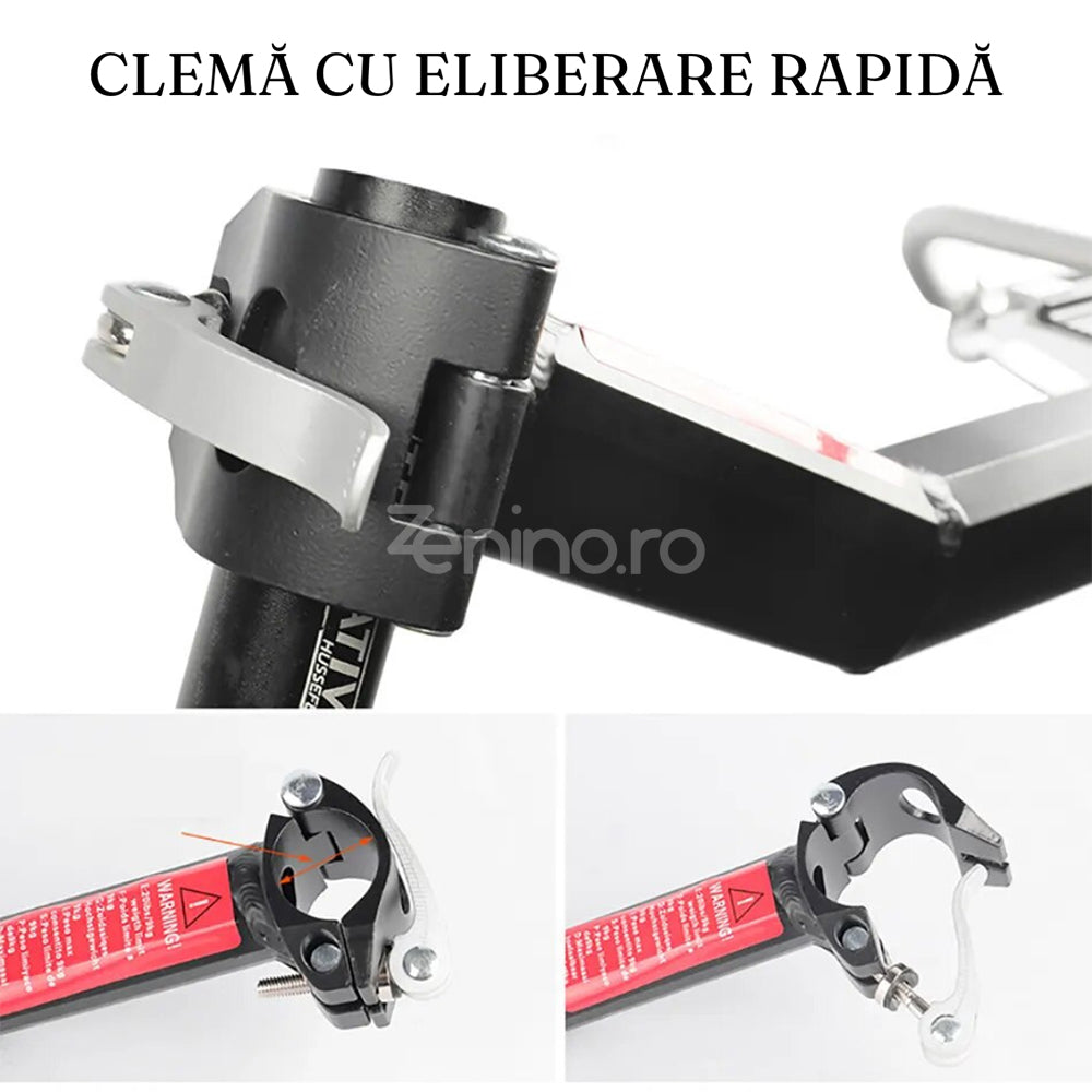 Suport Transport pentru Bicicleta, Material Rezistent, din Aluminiu, Sarcina Maxima 9kg, 12 x 30 cm, Negru/Rosu