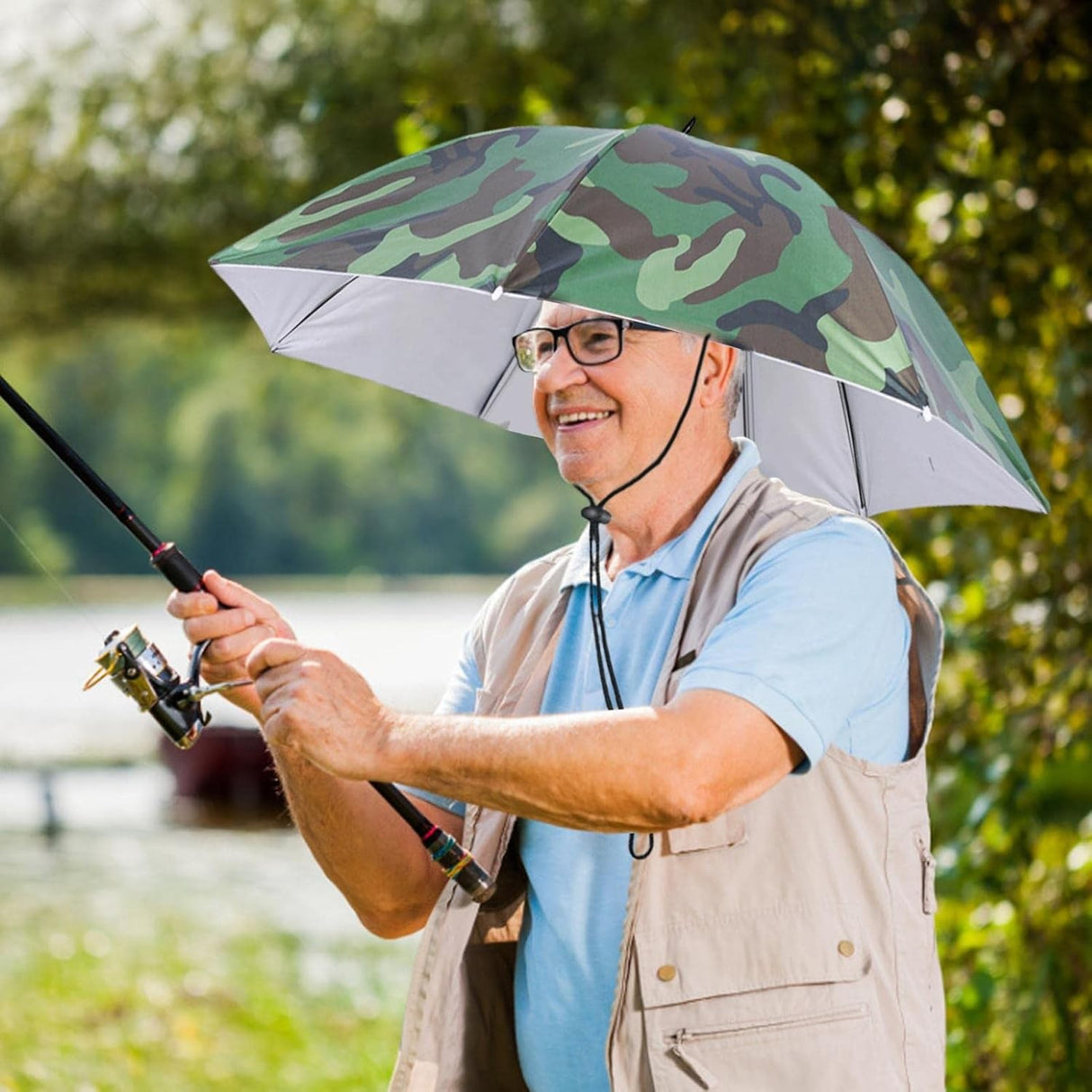 Umbrela de Cap, Snur Reglabil, Protectie Uv, Diametru 69cm