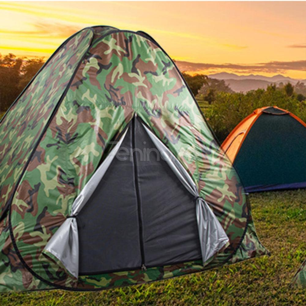 Cort Camping Instant, Capacitate 3-4 Persoane, 200x200cm, Impermeabil, Husa Inclusa, Camuflaj Army