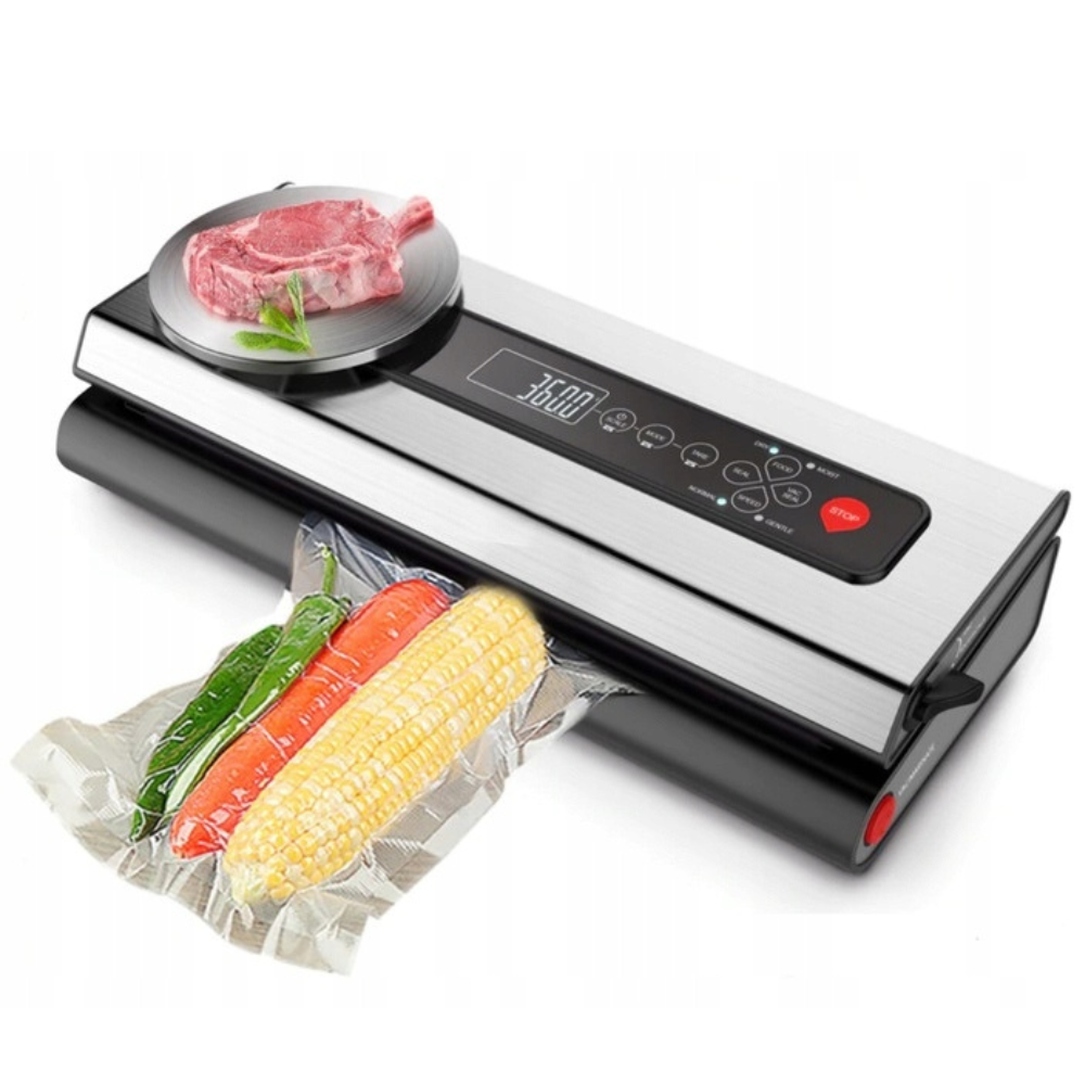 Aparat Vidat si Sigilat Alimente, Cantar Incorporat, 120W, Pungi Incluse, Gri