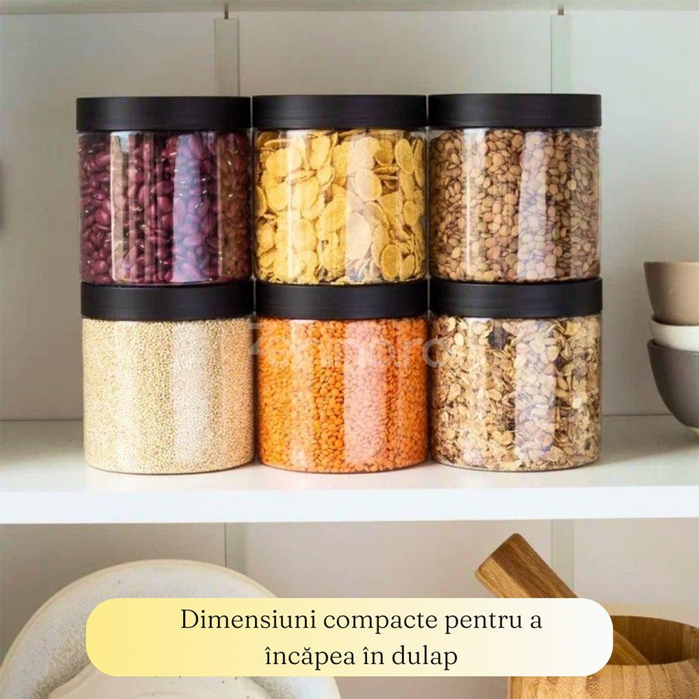 Set Recipiente Condimente, 150ml, Organizare Eficienta, Inchidere Etansa, Depozitare Usoara, Plastic, Transparent