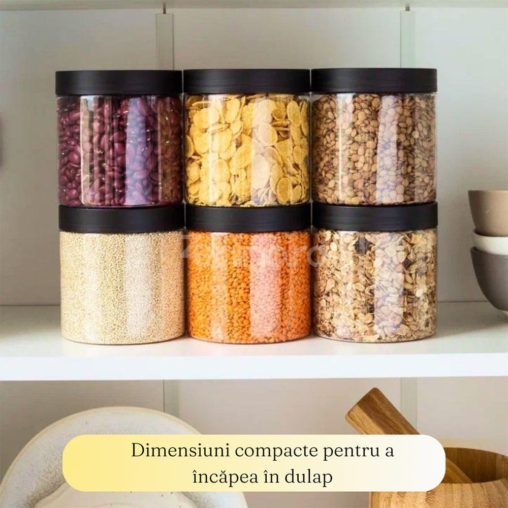 Set Recipiente Condimente, 100ml/200ml, Organizare Eficienta, Inchidere Etansa, Depozitare Usoara, Plastic, Transparent