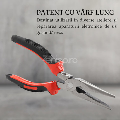 Set 3 Clesti, Patent Universal, Varf Lung, Sfic, Material Durabil, pentru Bricolaj, 16cm, Material TPR, Rosu/Negru