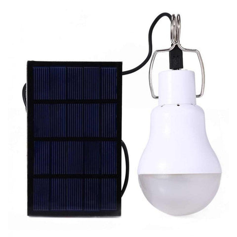Bec LED cu Panou Solar Zenino - Alimentare cu Energie Solara, Portabil, 1.5W, 3.7V, Cablu 3.5 m, 130 Lumeni, Alb