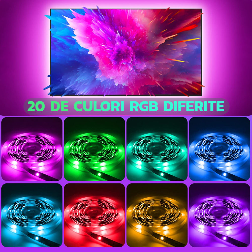 Banda Led RGB 5M, 300 LED-uri, Telecomanda 44 Taste, Transformator, Multicolor