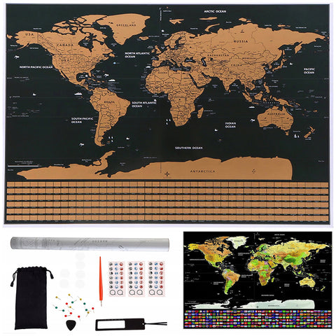 Set Harta Razuibila a Lumii Zenino® - Stickere Incluse, Ace pentru Atasare Foto, Negru