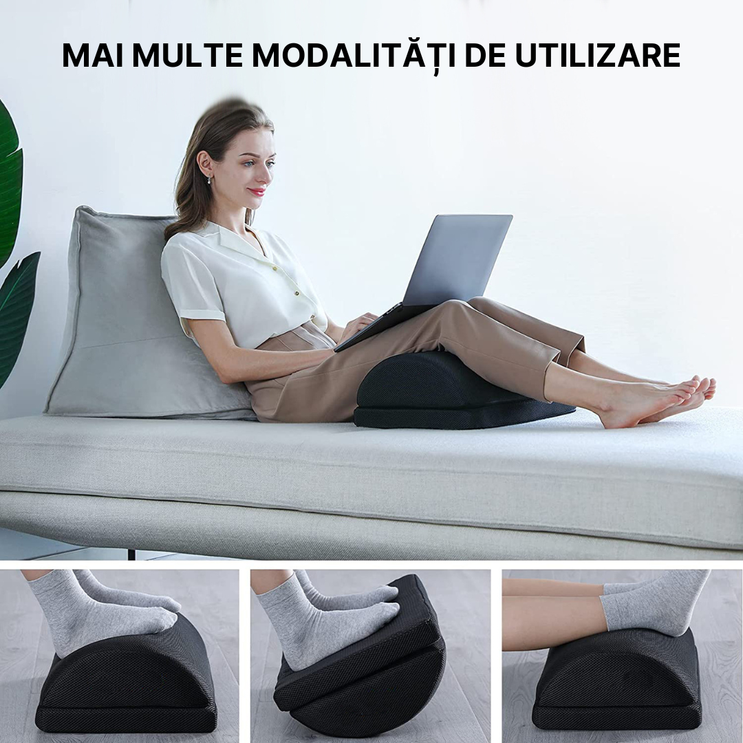 Set 2 Perne Ortopedice Zenino - Suport Picioare, Spuma cu Memorie, Reglabil, Material Respirabil, Birou, Acasa, Calatorii, Negru