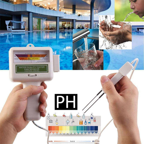 Tester pentru Calitatea Apei Zenino - Masoara Nivelul de pH si Clor, Precizie Ridicata, Ecran Mare, Portabil, Material Durabil, Alb