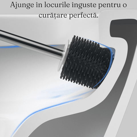 Perie WC Hygiene Zenino - Peri moi din Silicon, Design compact, Igienic, Fixare pe Perete, 43 cm, Alb/Gri