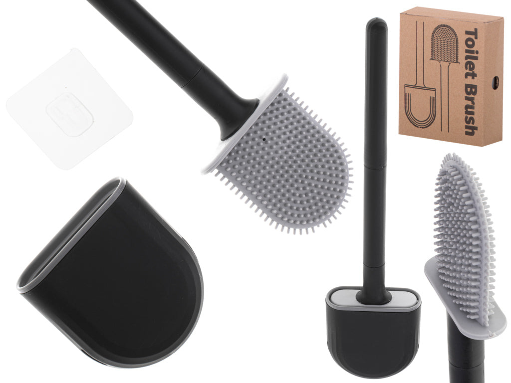 Perie de Toaleta din Silicon Zenino - Fixare pe Perete, Recipient Igienic, Material Durabil