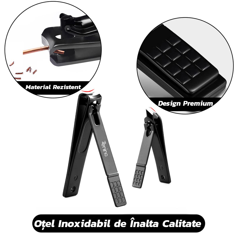 Trusa Profesionala de Manichiura/Pedichiura, 15 Piese, Multifunctionala, Inox, Diverse Instrumente, Indepartare Cuticule Unghii, Negru