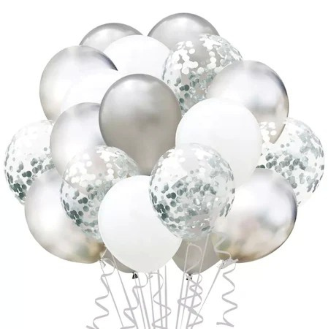 Set 15 Baloane de Petrecere, cu Confetti, Rezistente, din Latex, 30cm, Culori Vibrante