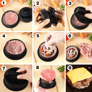 Presa Hamburger 3in1, Fara lipire, Usor de Curatat, Simplu de Folosit, Diametru 16.5 cm, Negru