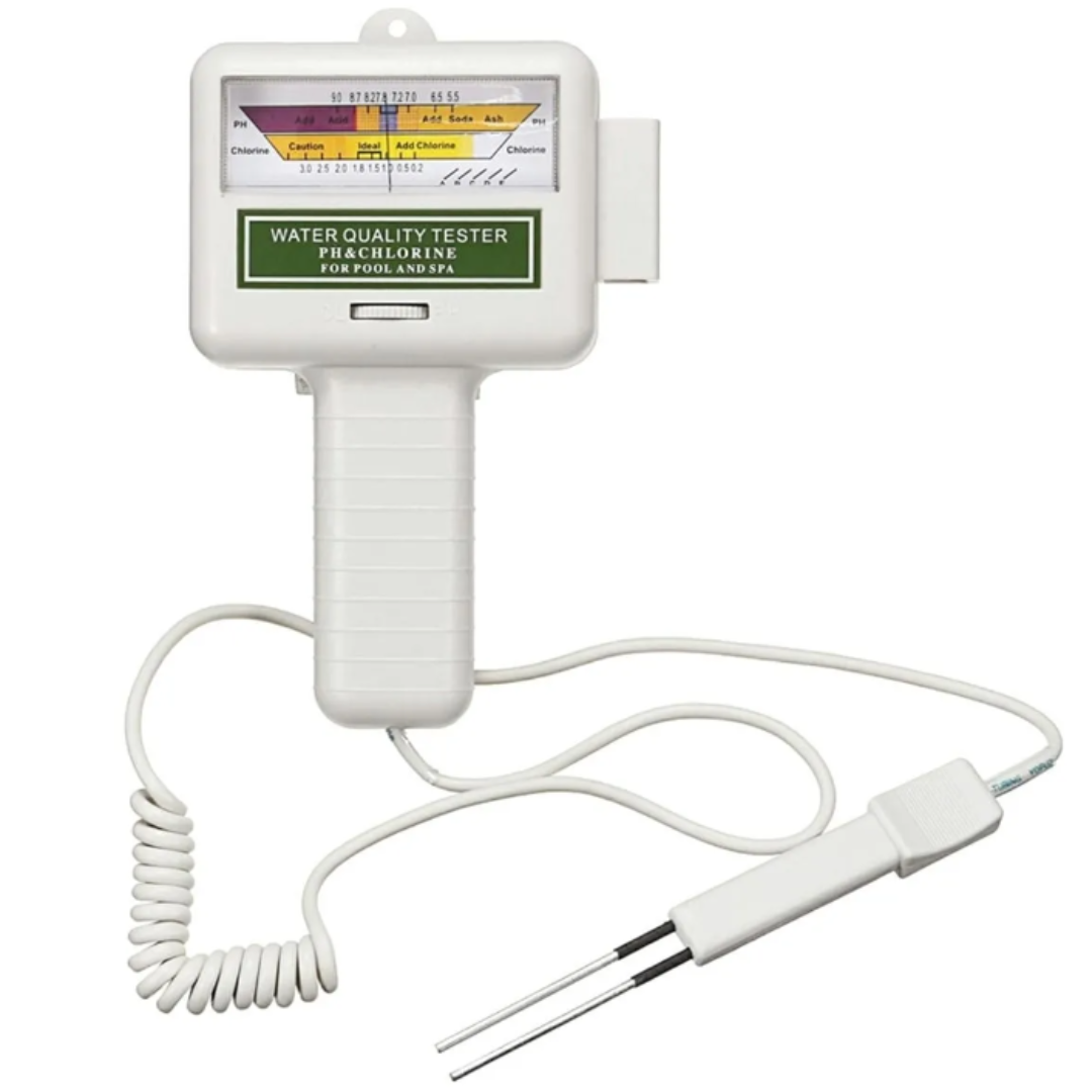 Tester pentru Calitatea Apei Zenino - Masoara Nivelul de pH si Clor, Precizie Ridicata, Ecran Mare, Portabil, Material Durabil, Alb