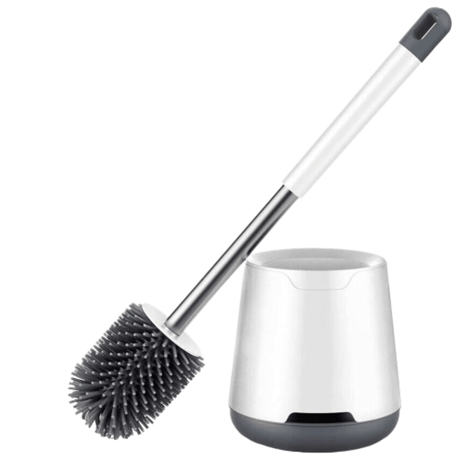 Hygiene Toilet Brush, Soft Silicone Bristles, Compact Design, Hygienic, Wall Mounted, 43 cm, White/Grey
