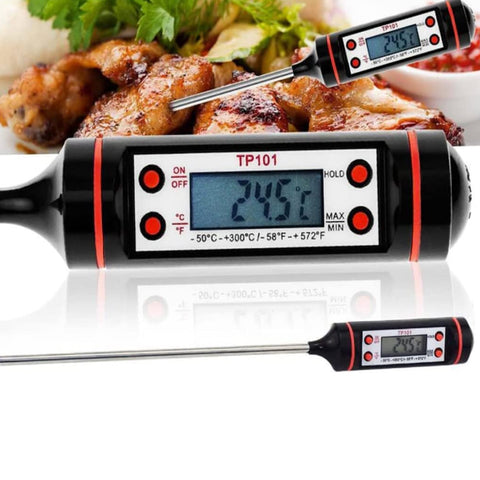 Termometru Alimentar Digital Zenino - Afisaj Temperatura, LCD, pentru Bucatarie/Mancare, Tija Inox, -50 - 300 ° C, Negru