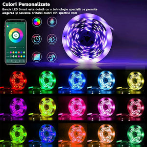 Banda Led Smart RGB, Control prin Aplicatie, Bluetooth, Lungime 5M, Sincronizare Muzica, USB, Moduri de Iluminare, Luminozitate Ajustabila, Lungime Reglabila, Interconectabila, Negru