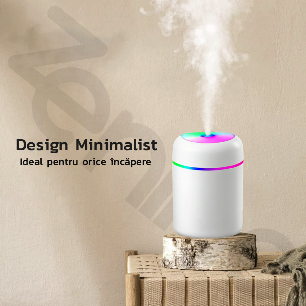 Difuzor Aromaterapie Zenino - RGB, 2 Jocuri de Lumini,  300 ml, USB, Pentru Casa Si Auto