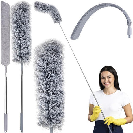 Pamatuf cu Microfibra, Capete Interschimbabile, Telescopic, Pentru Locuri Greu Accesibile