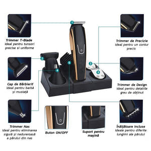 Aparat de Tuns 8in1, Trimmer, Ras, Accesorii, Capete Interschimbabile