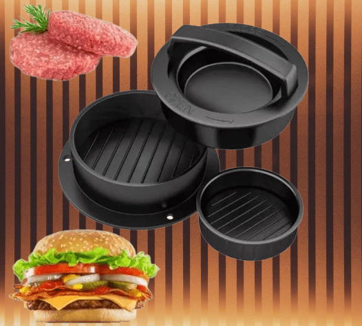 Presa Hamburger 3in1, Fara lipire, Usor de Curatat, Simplu de Folosit, Diametru 16.5 cm, Negru