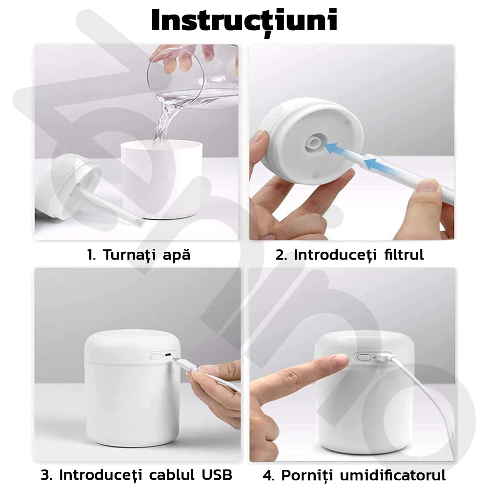 Difuzor Aromaterapie Zenino - RGB, 2 Jocuri de Lumini,  300 ml, USB, Pentru Casa Si Auto