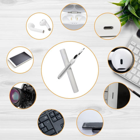 Kit de Curatare 3in1 Zenino - Tip Pix, pentru AirPods, Earbuds, Casti Wireless, Smartphone, Aparat Foto, Tastatura, Alb