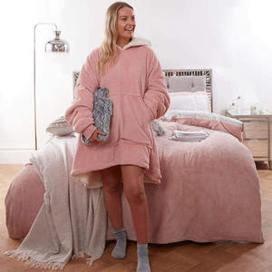 Одеяло с качулка Zenino, 2 в 1, качулка и ръкави, преден джоб, топло, подплатено, XXL, универсално 