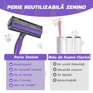 Perie cu Micro-Vibratii - LED, Tehnologie Microsonica, Indeparteaza Parul Animalelor si Scamele, Reutilizabila, Mov