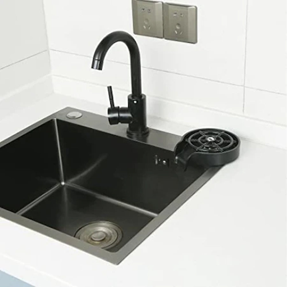 Dispozitiv pentru Clatire Pahare/Sticle Zenino - Spalare Rapida, Fixare Usoara pe Chiuveta, Material Rezistent, Negru