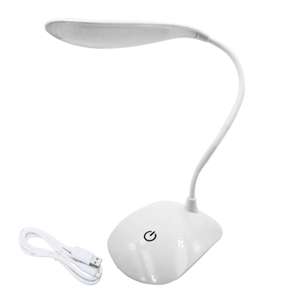 Lampa de Birou cu Led - Buton Tactil, 3 Intensitati de Lumina, Brat Flexibil, Incarcare USB/Baterii, 45cm