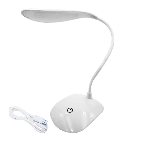 Lampa de Birou cu Led - Buton Tactil, 3 Intensitati de Lumina, Brat Flexibil, Incarcare USB/Baterii, 45cm