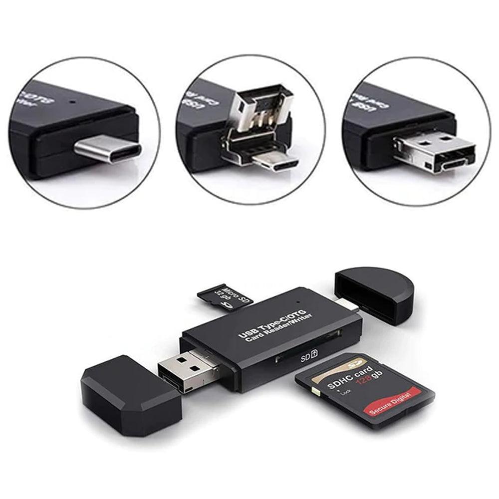 Cititor de Carduri 5in1, USB/USB 3.1/Type-C/Micro SD/SD, Citire, Scriere, Stocare, 480mb/s, cu Capac, Negru