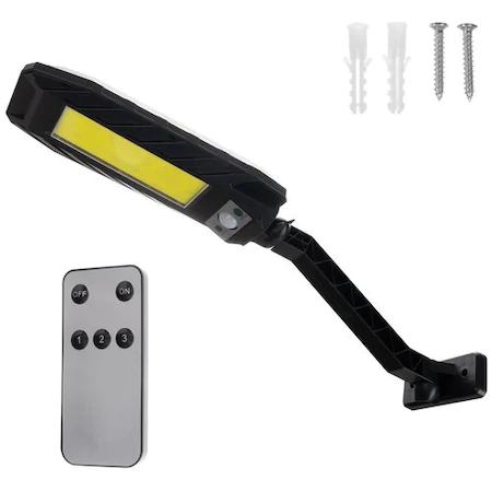 Lampa Solara, 180 LED, 60W, Senzor de Miscare, Eficienta Energetica, 3 Moduri Iluminare, 3000 mAh, IP65, Negru