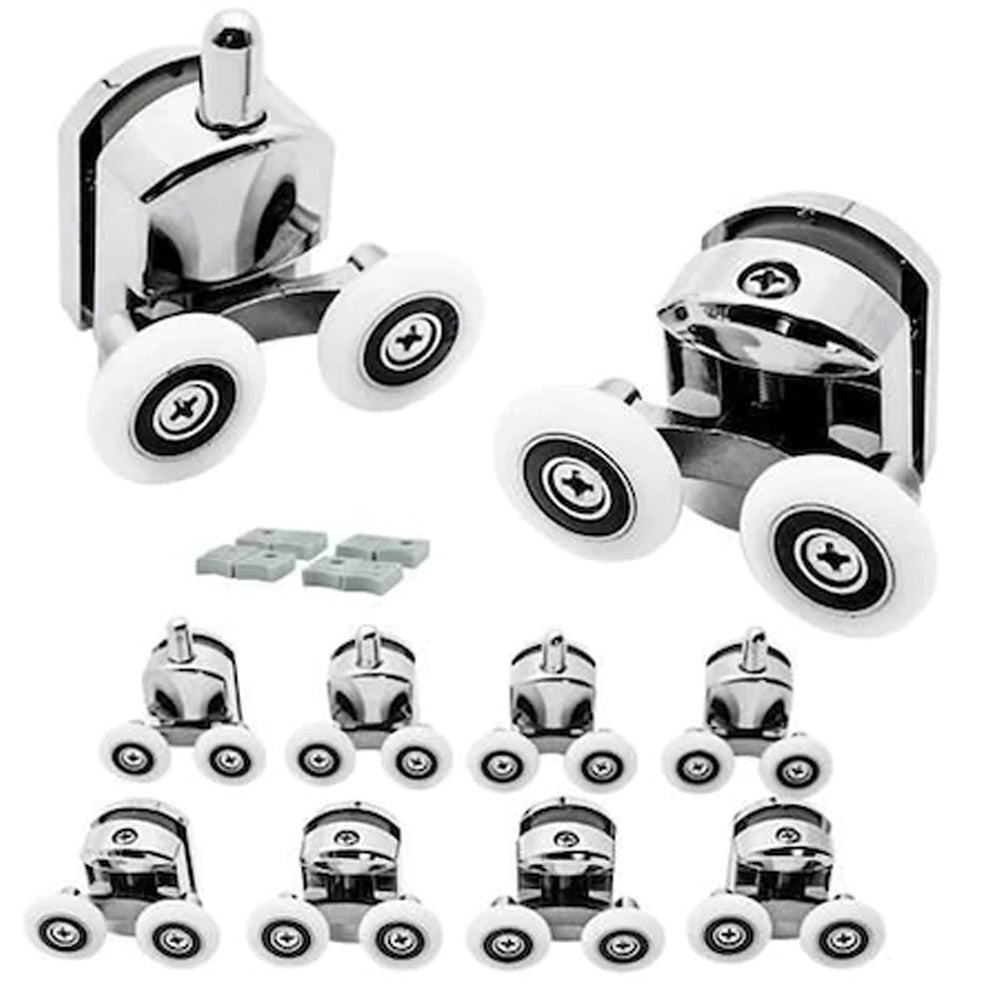 Set 8 Role pentru Cabina de Dus Zenino - Universale, Cu Rulmenti, Material Rezistent, Argintiu