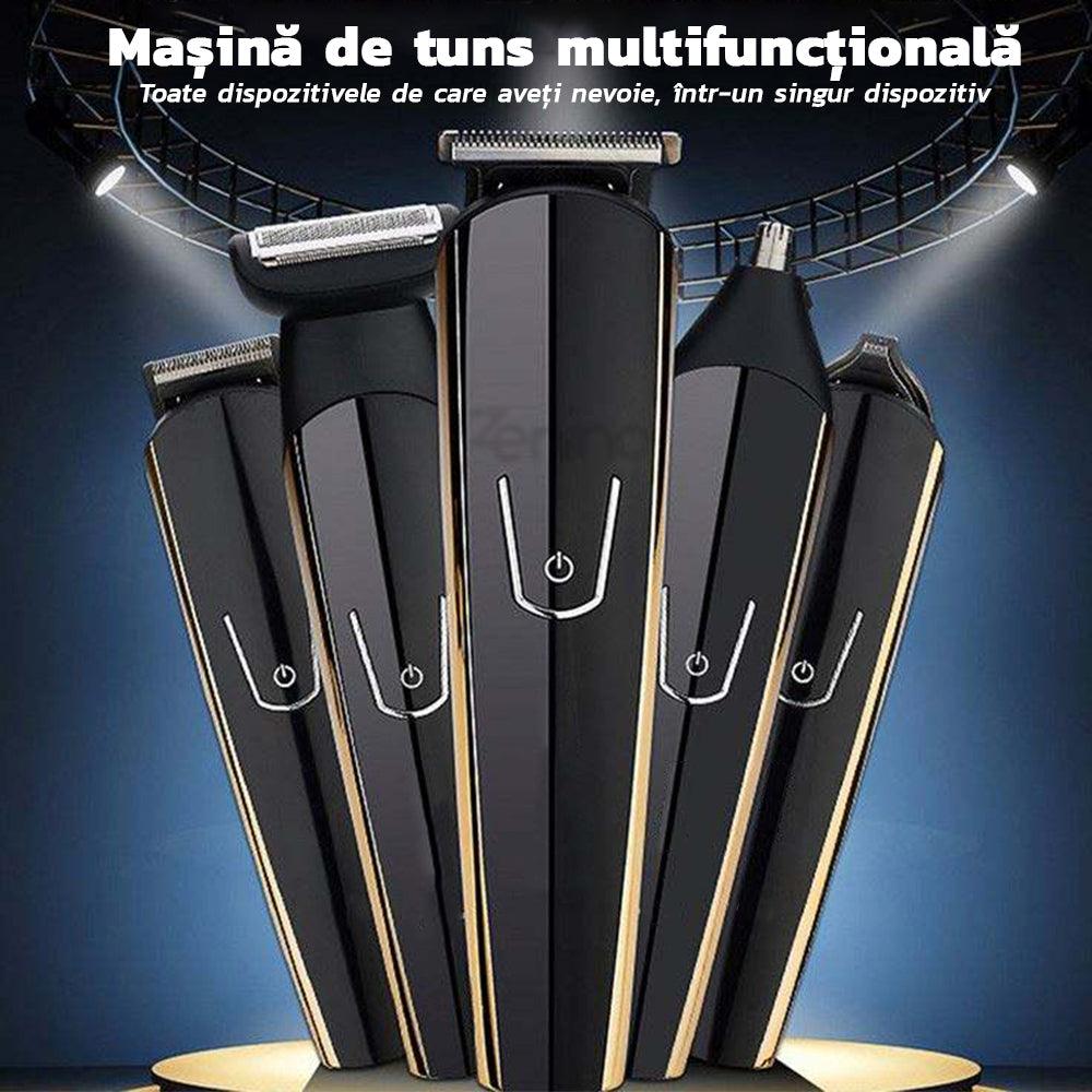 Aparat de Tuns 8in1 - Trimmer, Ras, Accesorii, Capete Interschimbabile, Acumulator, Negru/Auriu