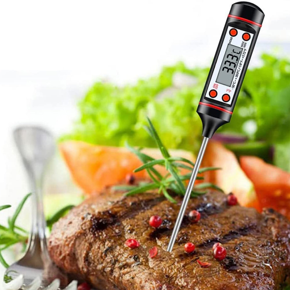 Termometru Alimentar Digital Zenino - Afisaj Temperatura, LCD, pentru Bucatarie/Mancare, Tija Inox, -50 - 300 ° C, Negru