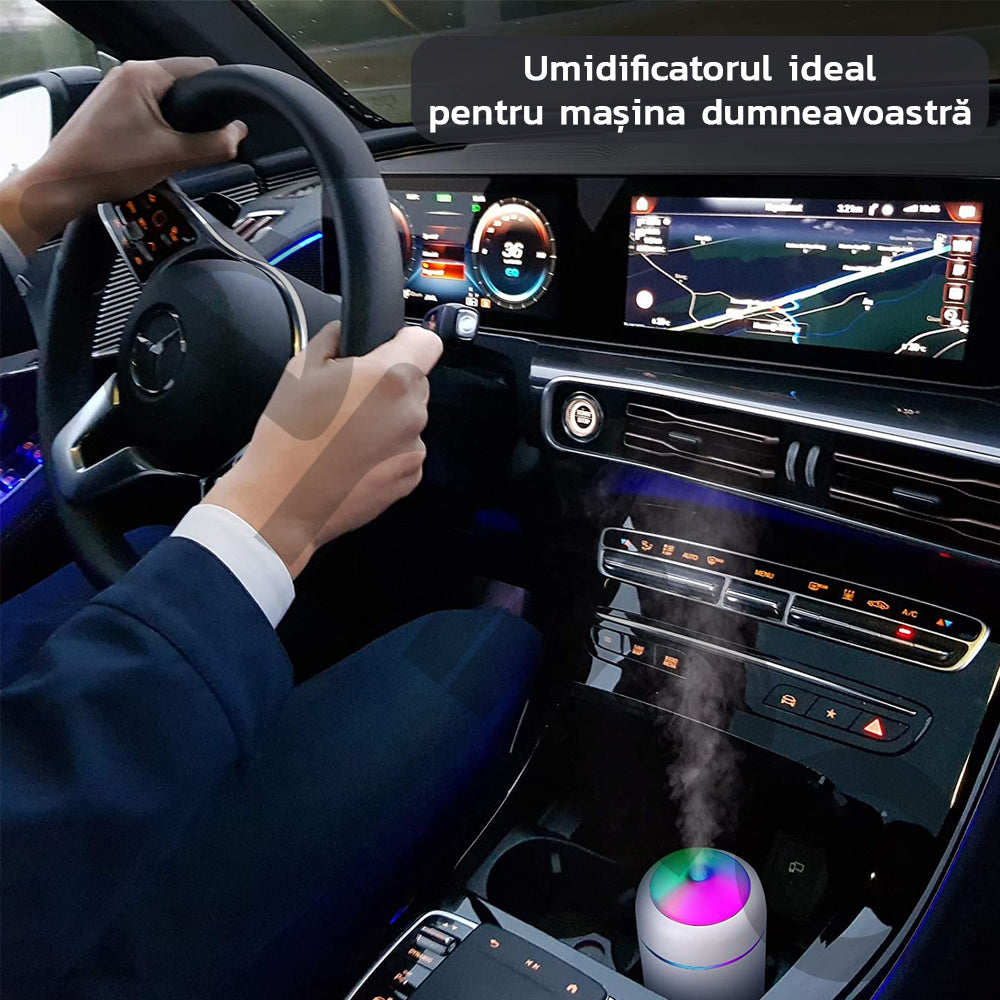 Difuzor Aromaterapie Zenino - RGB, 2 Jocuri de Lumini,  300 ml, USB, Pentru Casa Si Auto